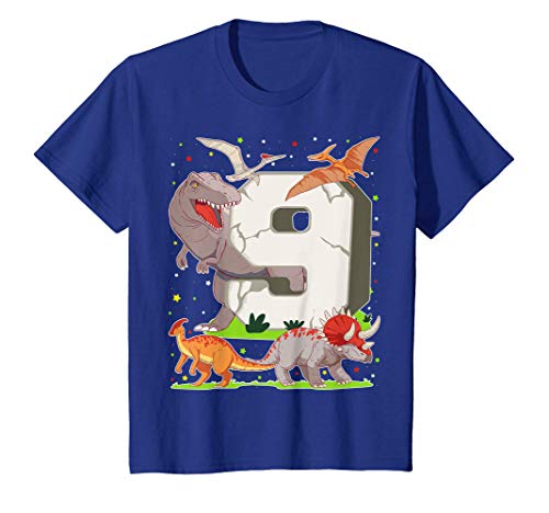 Niños 9 Años Para Regalo De Cumpleaños Figuras de Dinosaurio Camiseta