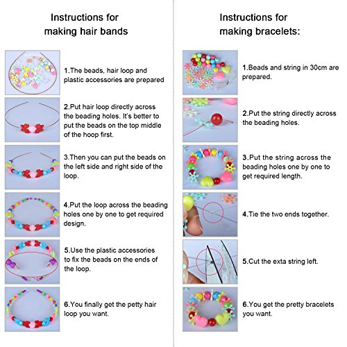 Niños bricolaje conjunto de cuentas (500pcs), Phogary DIY pulseras collares, cuentas para la fabricación de joyas para niños, kit de fabricación de cuentas como kit de regalo para niñas