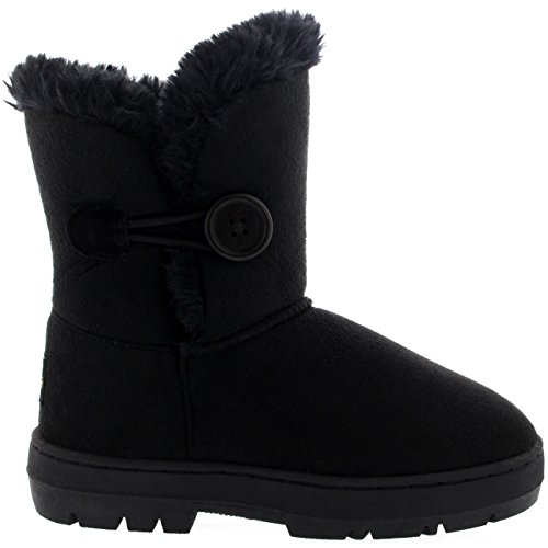 Niños Niñas Botón Invierno Forrada De Piel Nieve Lluvia Acogedor Botas - BLA36 - AEA0444