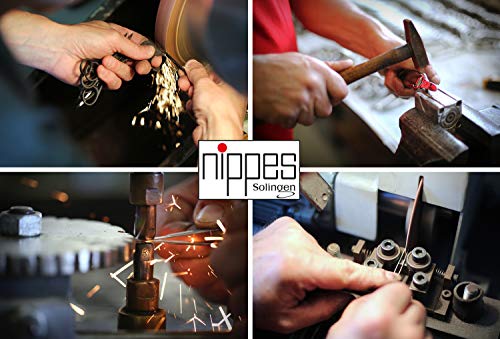 Nippes Solingen - Set de manicura, 3 piezas, estuche de piel de vacuno auténtica, con botón a presión, Nippes Premium Line, color negro y marrón
