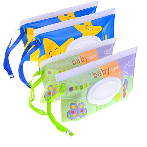 NIU MANG - 4 dispensadores reutilizables para toallitas húmedas para bebé, dispensador ecológico, ideal para viajar