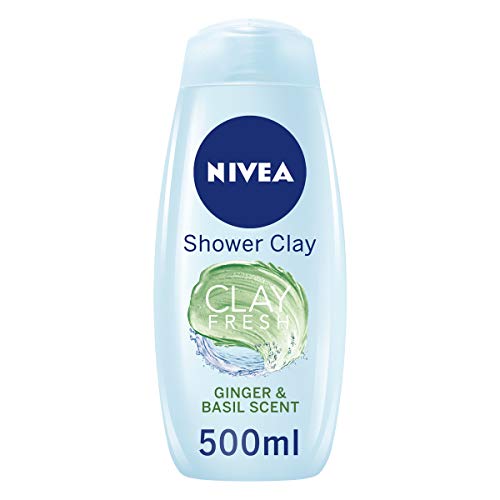 NIVEA Clay Fresh Gel de ducha de jengibre y albahaca, 6 unidades (6 x 500 ml), gel de ducha hidratante, gel de ducha refrescante para mujeres, gel corporal con arcilla blanca natural