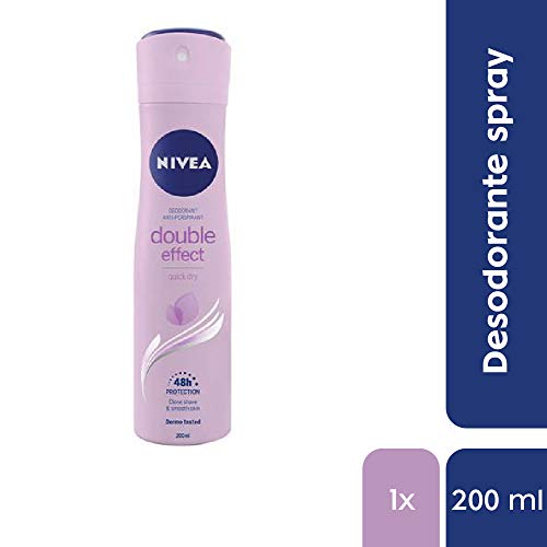 NIVEA Double Effect Spray (1 x 200 ml), desodorante antitranspirante para unas axilas suaves y sin irritaciones, desodorante suave para el cuidado femenino
