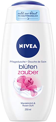 Nivea - Gel de ducha sedoso floral, 250 ml, con aceite de almendras y aroma de pétalos de rosa blanca, crema de ducha para una sensación suave en la piel