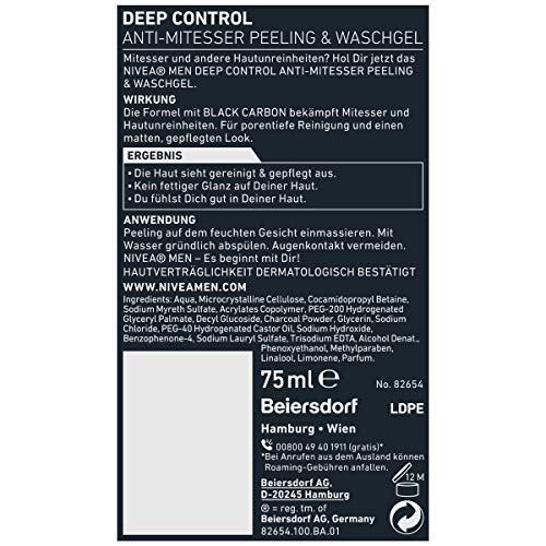 Nivea Men Deep Control - Exfoliante antiespinillas y gel de lavado, 75 ml