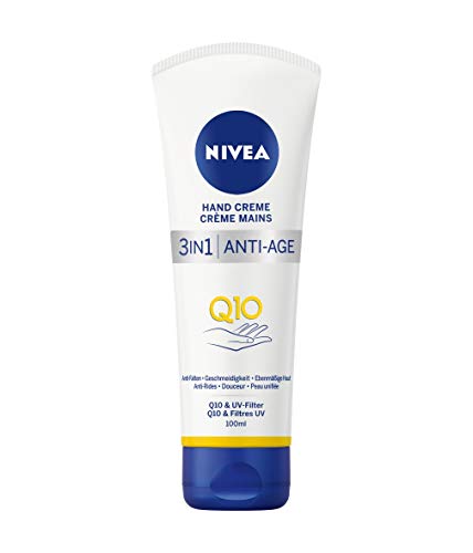 NIVEA Q10 Crema de Manos Antiedad (1 x 100 ml), crema con coenzima Q10 y filtros UV, crema antiedad para reducir los signos del envejecimiento