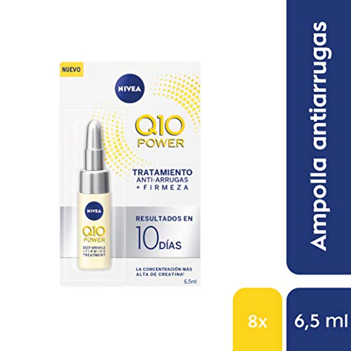 NIVEA Q10 Power Tratamiento Antiarrugas + Firmeza 10 días en pack de 8 (8 x 6,5 ml), ampollas antiedad con coenzima Q10 y creatina para el cuidado facial