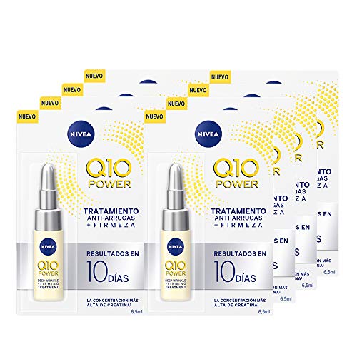 NIVEA Q10 Power Tratamiento Antiarrugas + Firmeza 10 días en pack de 8 (8 x 6,5 ml), ampollas antiedad con coenzima Q10 y creatina para el cuidado facial