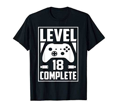 Nivel 18 Completo Video Gamer Boys 18 Cumpleaños Camiseta