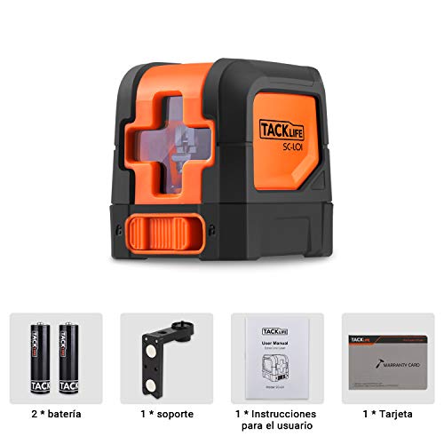 Nivel Láser 15M, TACKLIFE SC-L01 Nivelador Láser, 110° Horizontal y Vertical Autonivelante, Líneas Cruzadas, IP54, Soporte Giratorio Magnético 360° Rotación, Bolsa Portátil , para Diseño de Interiores
