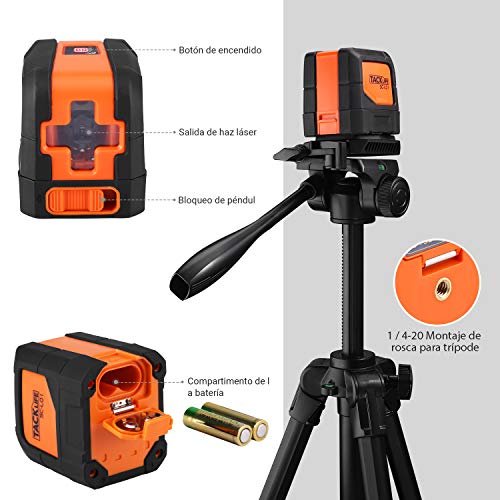 Nivel Láser 15M, TACKLIFE SC-L01 Nivelador Láser, 110° Horizontal y Vertical Autonivelante, Líneas Cruzadas, IP54, Soporte Giratorio Magnético 360° Rotación, Bolsa Portátil , para Diseño de Interiores