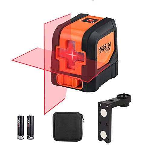 Nivel Láser 15M, TACKLIFE SC-L01 Nivelador Láser, 110° Horizontal y Vertical Autonivelante, Líneas Cruzadas, IP54, Soporte Giratorio Magnético 360° Rotación, Bolsa Portátil , para Diseño de Interiores