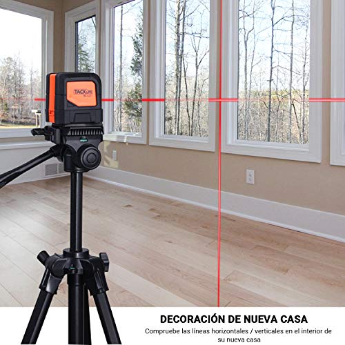 Nivel Láser 15M, TACKLIFE SC-L01 Nivelador Láser, 110° Horizontal y Vertical Autonivelante, Líneas Cruzadas, IP54, Soporte Giratorio Magnético 360° Rotación, Bolsa Portátil , para Diseño de Interiores