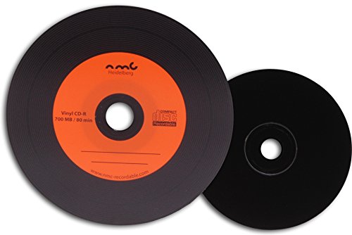 NMC - Vinilo CD-R (parte trasera de CD en negro, 700 MB, 25 unidades, CD virgen), varios colores