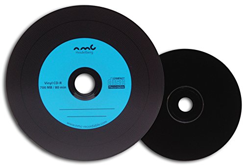 NMC - Vinilo CD-R (parte trasera de CD en negro, 700 MB, 25 unidades, CD virgen), varios colores