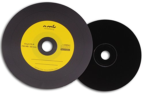 NMC - Vinilo CD-R (parte trasera de CD en negro, 700 MB, 25 unidades, CD virgen), varios colores