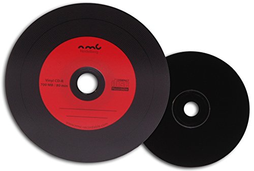 NMC - Vinilo CD-R (parte trasera de CD en negro, 700 MB, 25 unidades, CD virgen), varios colores