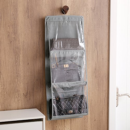NNIUK Plegable Colgador de Bolsos para Armario Dos Lados 6 Claro Organizador Bolsos Armario idear para Dormitorio con Closet, 13.7 x 12.6 x 35.4 en