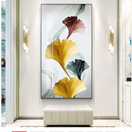 NO BRAND Arte de Pared de Lienzo y Coloridas Hojas de Ginkgo pintadas a la Moda e imágenes de Pared Pasillo del Dormitorio y la Sala de Estar: 60x90 cm Sin Marco