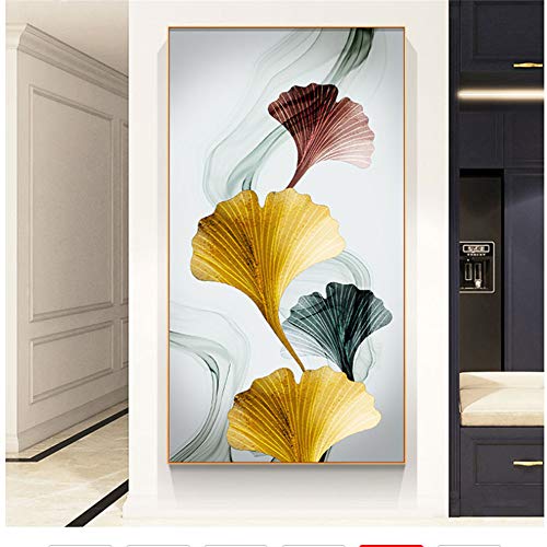 NO BRAND Arte de Pared de Lienzo y Coloridas Hojas de Ginkgo pintadas a la Moda e imágenes de Pared Pasillo del Dormitorio y la Sala de Estar: 60x90 cm Sin Marco
