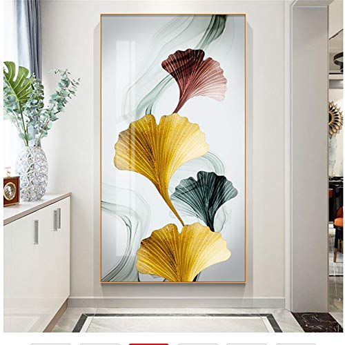 NO BRAND Arte de Pared de Lienzo y Coloridas Hojas de Ginkgo pintadas a la Moda e imágenes de Pared Pasillo del Dormitorio y la Sala de Estar: 60x90 cm Sin Marco