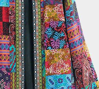 NOBRAND étnico impreso cárdigan delgado abrigos de manga larga de las mujeres chaquetas casual cuello abierto Abrigos más tamaño