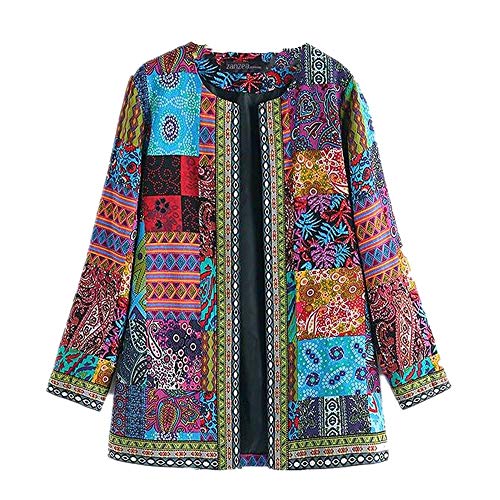 NOBRAND étnico impreso cárdigan delgado abrigos de manga larga de las mujeres chaquetas casual cuello abierto Abrigos más tamaño