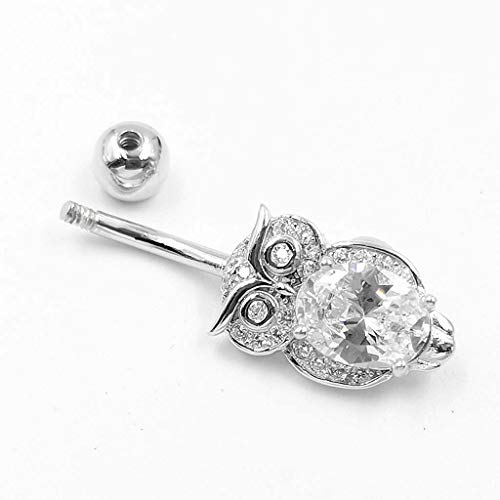 NOBRAND La Plata del Anillo del Ombligo del Ombligo Uñas Cuerpo Búho Piercing En El Ombligo De La Joyería (Color : B, Size : 1.5 * 8MM)