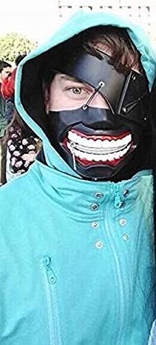 Nofonda Nuevo Tokyo Ghouls Ken Kaneki 3D Máscara Negro,PU Cuero,Sólida y Realista, Disfraz de Cosplay para Halloween,Fiesta Temática, Mascarada, Carnaval