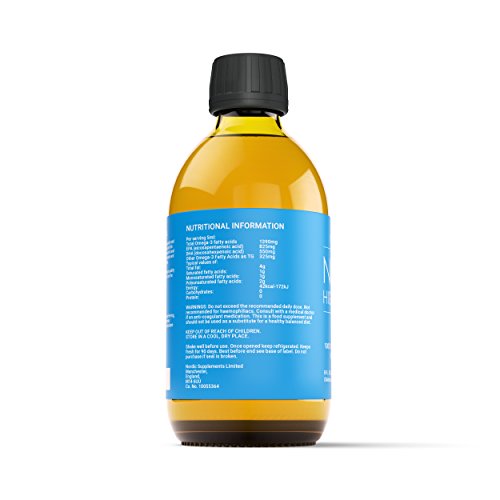 Nordic Oil Aceite de Pescado Omega 3 de Alta Resistencia 250ml. Sabor limón probado y galardonado con el Premio al Sabor.