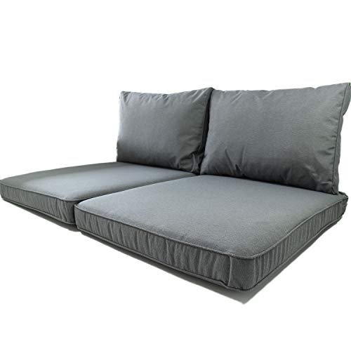 Nordje – Juego de Cojines para palets | Asiento de 120 x 80 cm y Respaldo | Apto para Exteriores, con Funda Repelente al Agua | Gris