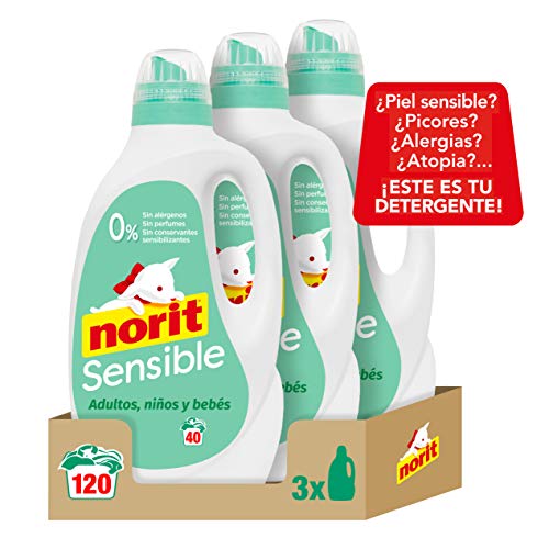 Norit Sensible- Detergente Líquido para Pieles Sensibles y Atópicas, Hipoalergénico - Pack de 3 Unidades de 2120 ml: 6.360 ml