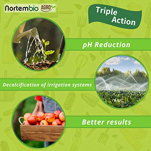 Nortembio Agro Reductor de pH Ecológico 1 L. Uso Universal. Desincrustante de Sistemas de Riego. Cultivos con Mejor Sabor y Aroma.