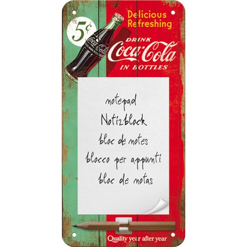 Nostalgic-Art Bloc de Notas Escudo - Coca-Cola - Delicious Refreshing Green