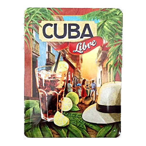 Nostalgic-Art Cartel de Chapa Retro Cuba Libre – Idea de Regalo como Accesorio de Bar, metálico, Diseño Vintage para decoración Pared, 15x20x0.2 cm