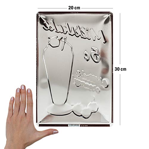 Nostalgic-Art Cartel de Chapa Retro USA – Milkshake – Idea de Regalo para la Cocina, metálico, Diseño Vintage para decoración Pared, 20 x 30 cm