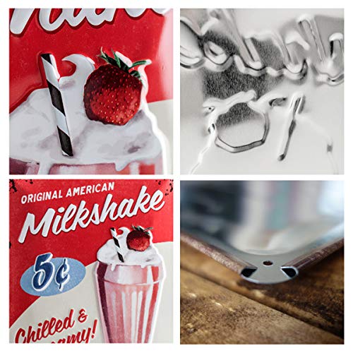 Nostalgic-Art Cartel de Chapa Retro USA – Milkshake – Idea de Regalo para la Cocina, metálico, Diseño Vintage para decoración Pared, 20 x 30 cm