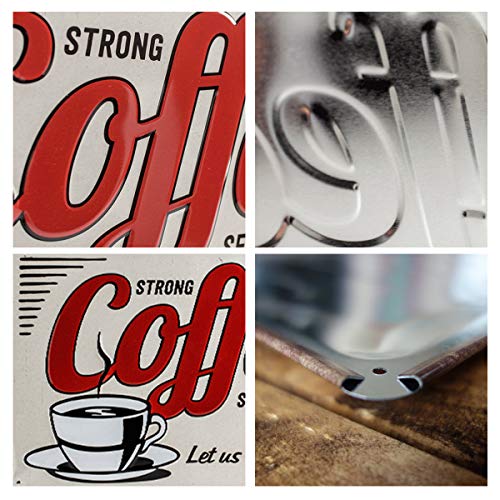 Nostalgic-Art Cartel de Chapa Retro USA – Strong Coffee Served Here – Idea de Regalo para la Cocina, metálico, Diseño Vintage Decorativo, 20 x 30 cm