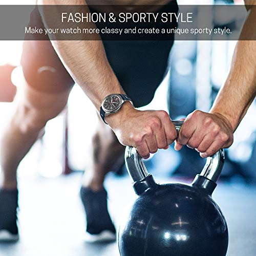 NotoCity Correa para Huawei Watch GT 2/Huawei Watch GT Fashion/Sport/Active/Elegant/Classic/Samsung Galaxy Watch 46mm, 22mm Pulsera de Repuesto de Silicona Banda Ajustable (Blanco-Azul Oscuro)