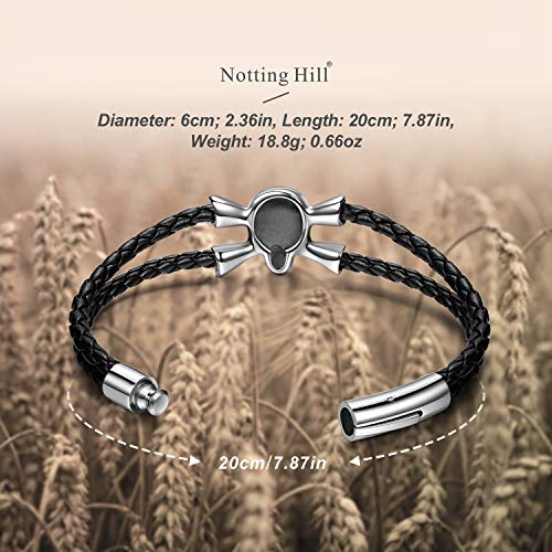 Notting Hill Pulsera de Cuero para Hombre Pulseras Clásicas de Cuero Trenzado Brazaletes Pulsera Regalo para Hombre Cierre Magnético Fácil Pulsera Regalo Idea