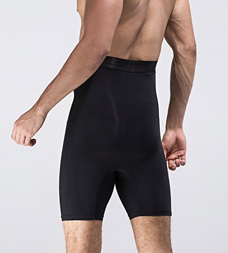 NOVECASA Pantalones Cortos de Compresión para Hombre con Faja Moldeadora Abdominal Plano Calzoncillos Reductoros Elásticos Shapewear (2XL(95-108 kg), Negro)