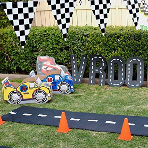 Novelty Place Pista de Carreras Corredor de Piso/Suelo/Mesa - 3 Metros x 60 centímetros Negro Carrera Pista Correr Lona - Deportes Coche Carreras Fiesta Temática Entrada Decoración Mesa