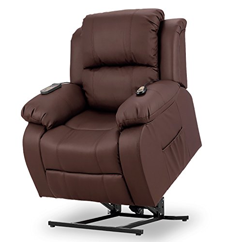 Novohogar Sillón de Masaje Levantapersonas Coliseum con Función Calor, 8 Motores de Vibración, Respaldo Reclinable 160º (Chocolate)