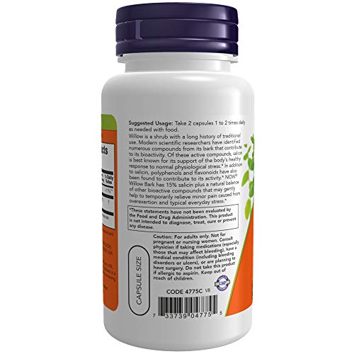Now Foods Corteza de sauce blanco, 400 mg - 100 caps 100 Unidades 80 g