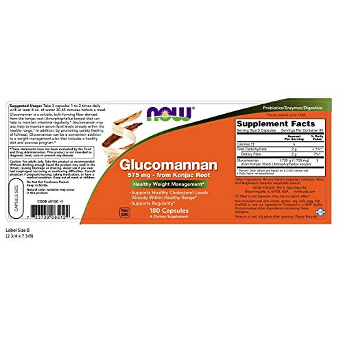Now Foods Glucomannan de Konjac Root, 575mg 180 Unidades 200 g