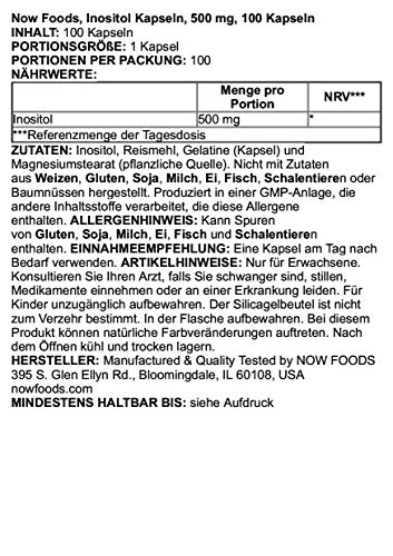 Now Foods Inositol 500 mg 100 Unidades 110 g