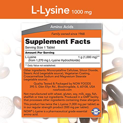 Now Foods L-lisina 1.000 mg 100 Unidades 210 g