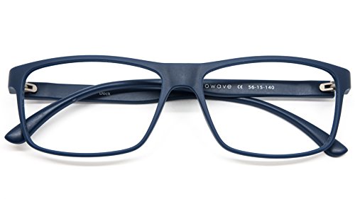 NOWAVE Gafas Neutras para PC, Smartphone, TV y Gaming | Eliminan la Fatiga y la irritación Visual | Gafas Anti LUZ Azul y UV para Pantalla | Filtro luz Azul de Descanso para pc | Unisex,Ligera y Azul