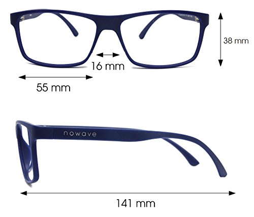 NOWAVE Gafas Neutras para PC, Smartphone, TV y Gaming | Eliminan la Fatiga y la irritación Visual | Gafas Anti LUZ Azul y UV para Pantalla | Filtro luz Azul de Descanso para pc | Unisex,Ligera y Azul