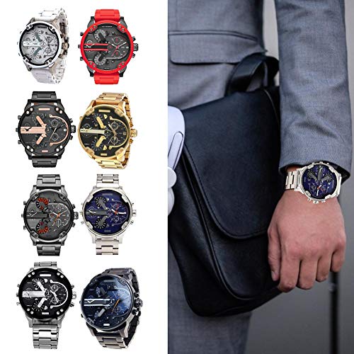 N/P Reloj Inteligente, Reloj para Hombre con Correa de Acero Inoxidable, Reloj de Tendencia Impermeable con Esfera Grande y Personalidad con Cierre de Broche y Correa estándar para Hombre